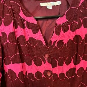 Boden Maisy Dot Corduroy Shirt Dress 3/4 Sleeve Magenta Pink -Size 4R